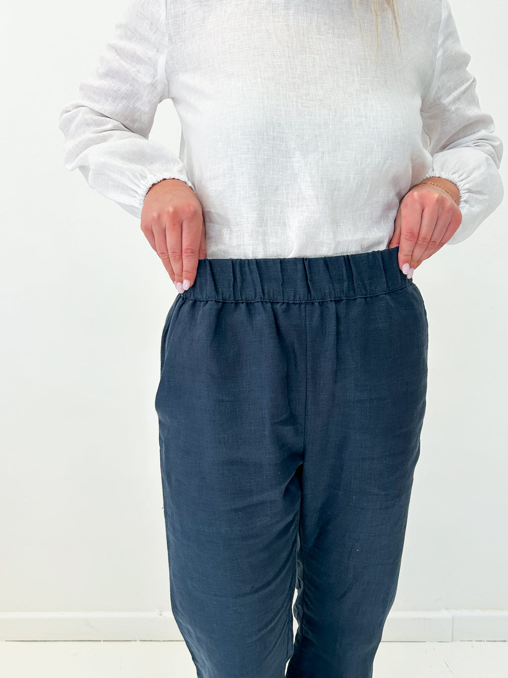 Navy Breeze linen pants