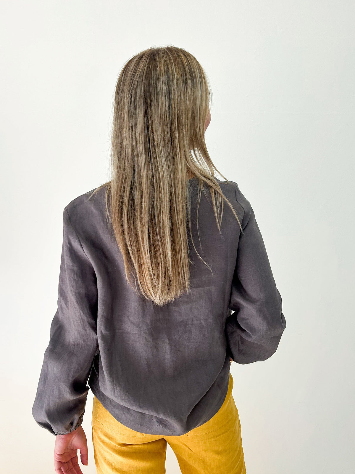 Cleo Grey Linen Top