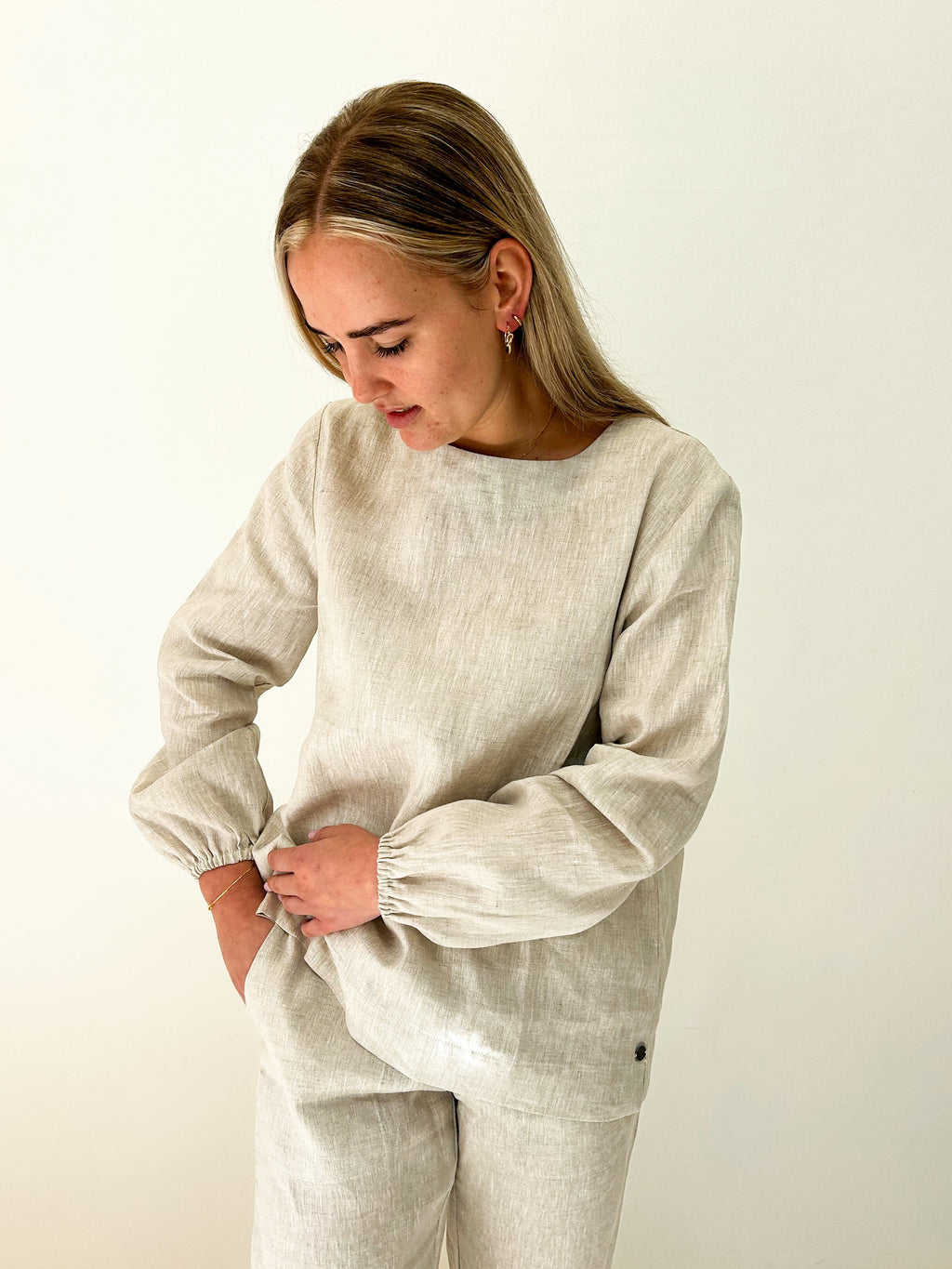 Cleo Biscuit Linen Top
