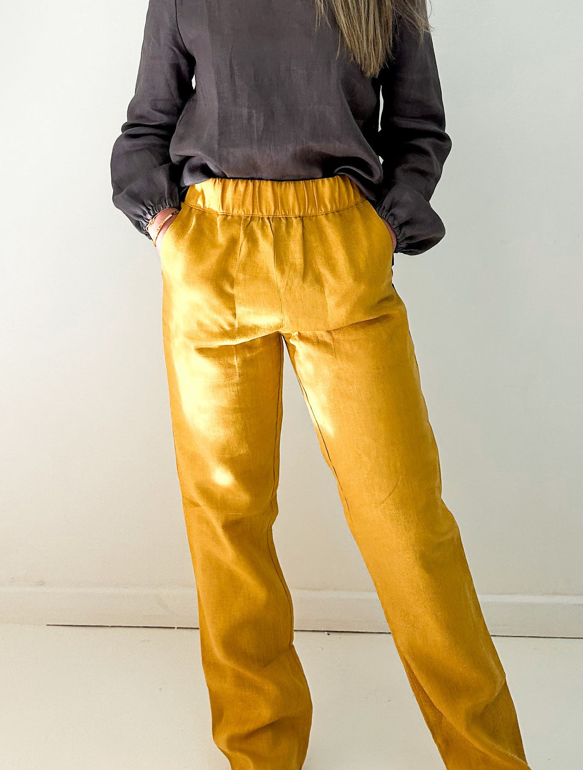 Mustard Breeze Linen Pants